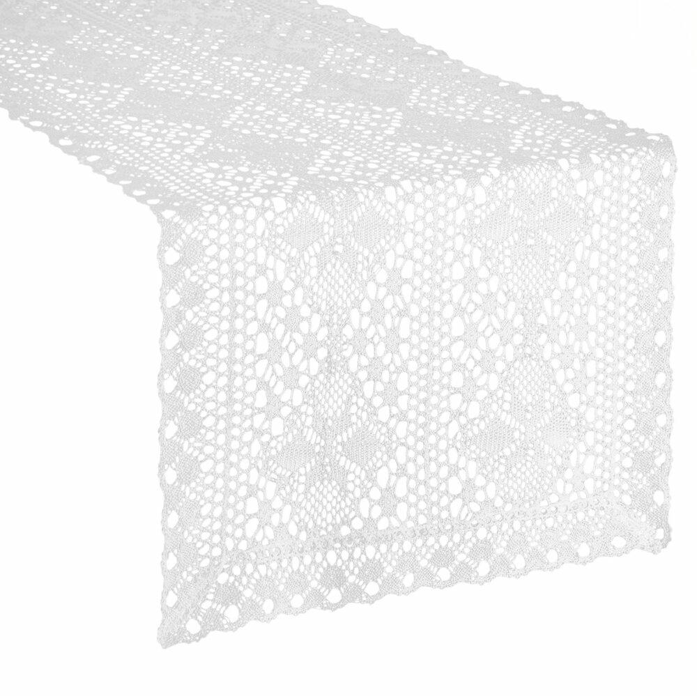 Szydełkowy bieżnik MARY Eurofirany 40x140 cm biały 1 szt.