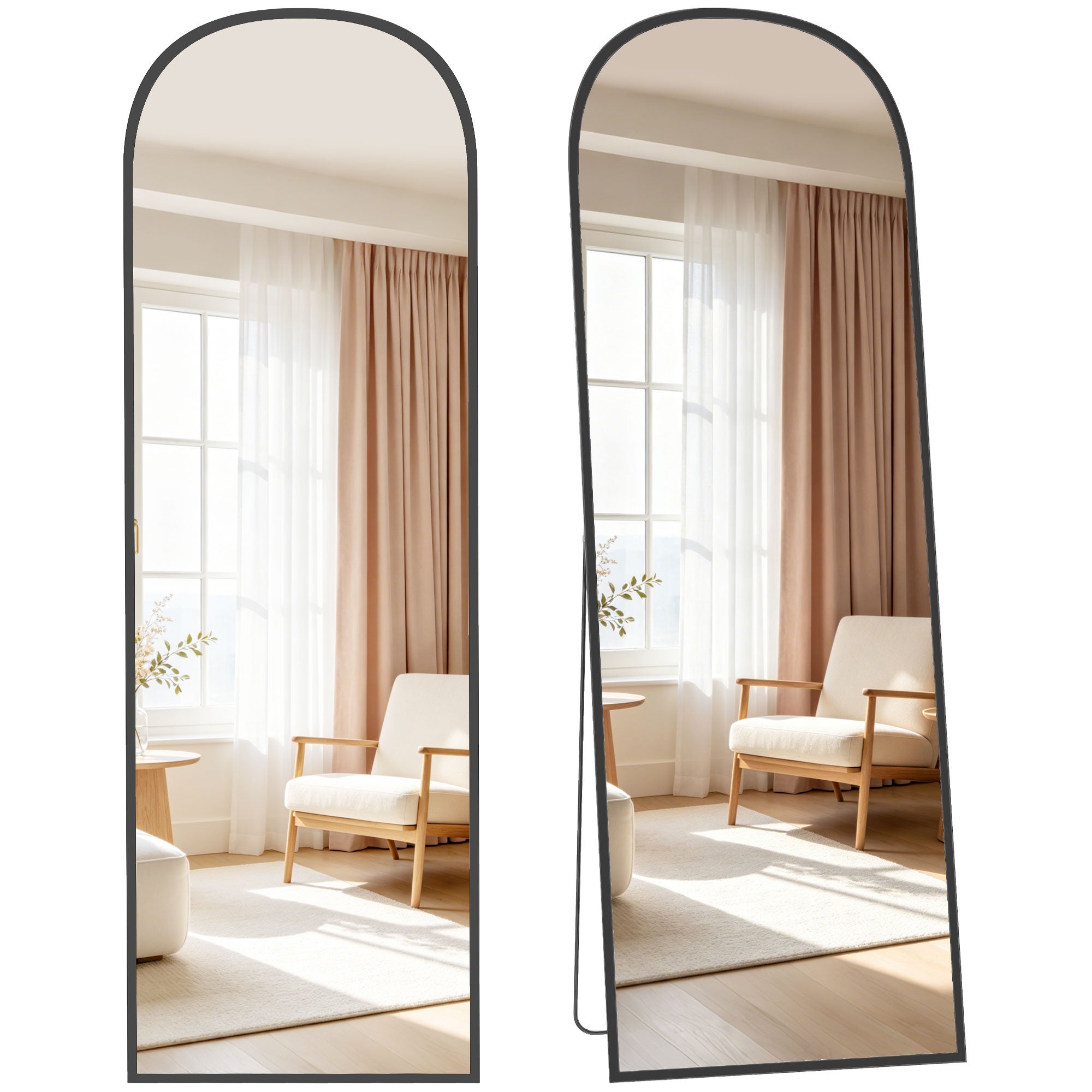 Lustro stojące z aluminiową ramą 50 × 170 cm – czarny