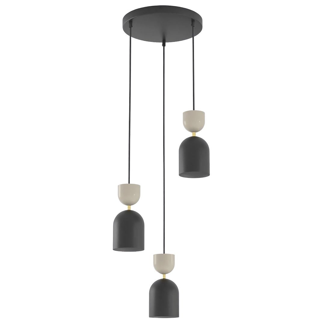 Lampa wisząca dekoracyjna czarno-beżowa okrągła kielichowe klosze 3xE14 10W GAUDI Emibig