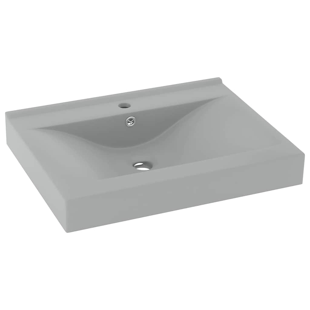 Umywalka Wpuszczana w Blat Ceramiczna Prostokątna Szara do Łazienki 60 cm