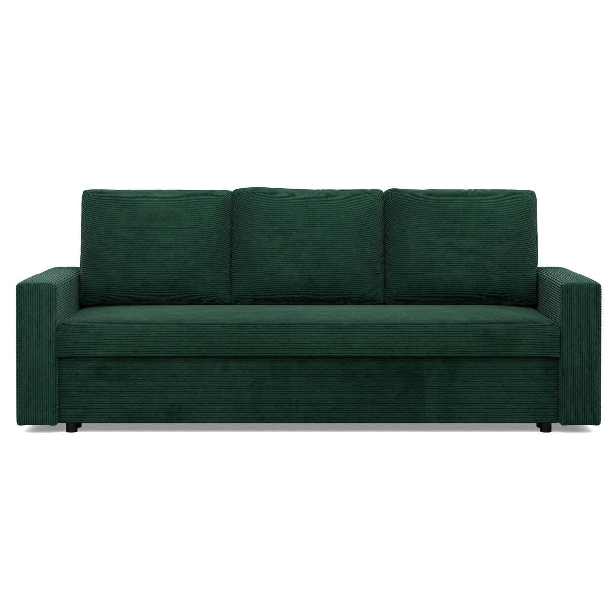 Kanapa 3 osobowa, BLOM, sztruks, 220x92x92 cm, butelkowa zieleń - TYLETEGOTU