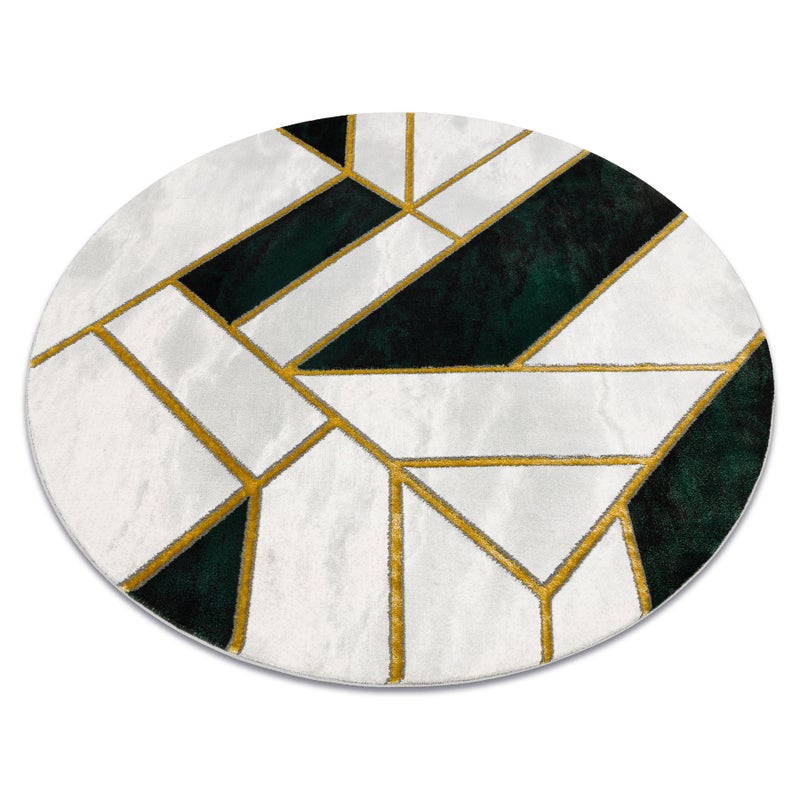 Dywan EMERALD ekskluzywny 1015 koło - glamour, stylowy marmur, geometryczny butelkowa zieleń / złoty koło 200 cm