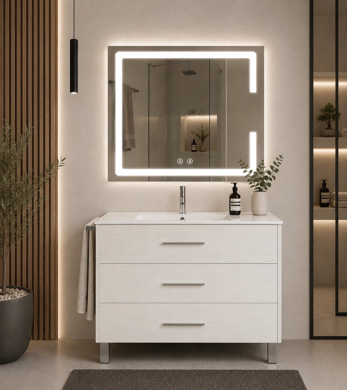 Szafka łazienkowa z umywalką ORIGENBATH RIBERA bez lustra 100x45 cm biały nordycki