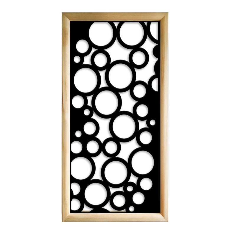 CIRCLE - Prostokątne moduły dekoracyjne z drewna i PVC - Rozmiar 73x148 cm - Grubość 64 mm - Kolor wewnętrzny CZARNY