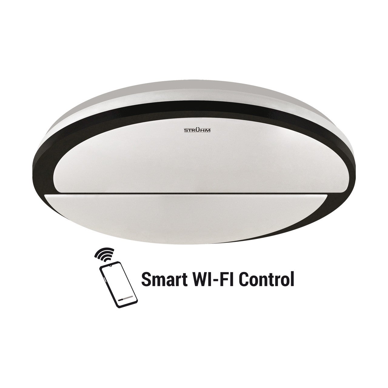 Plafon Polar okrągły czarno-biały LED 48W 3000K-6500K 3540lm wym: 8 x 48 cm IP44 tworzywo sztuczne Struhm