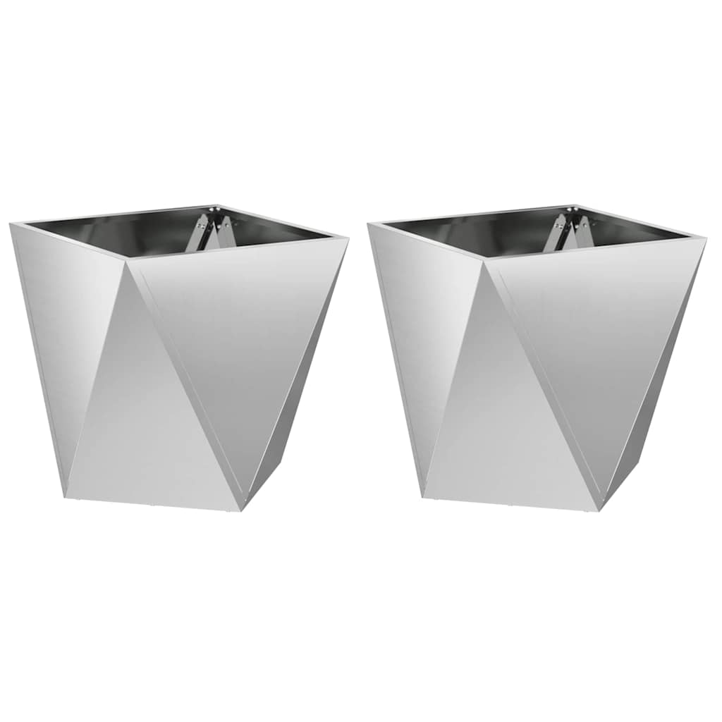Donica 2 szt. Srebrny 50 x 50 x 50 cm Stal Galwanizowana