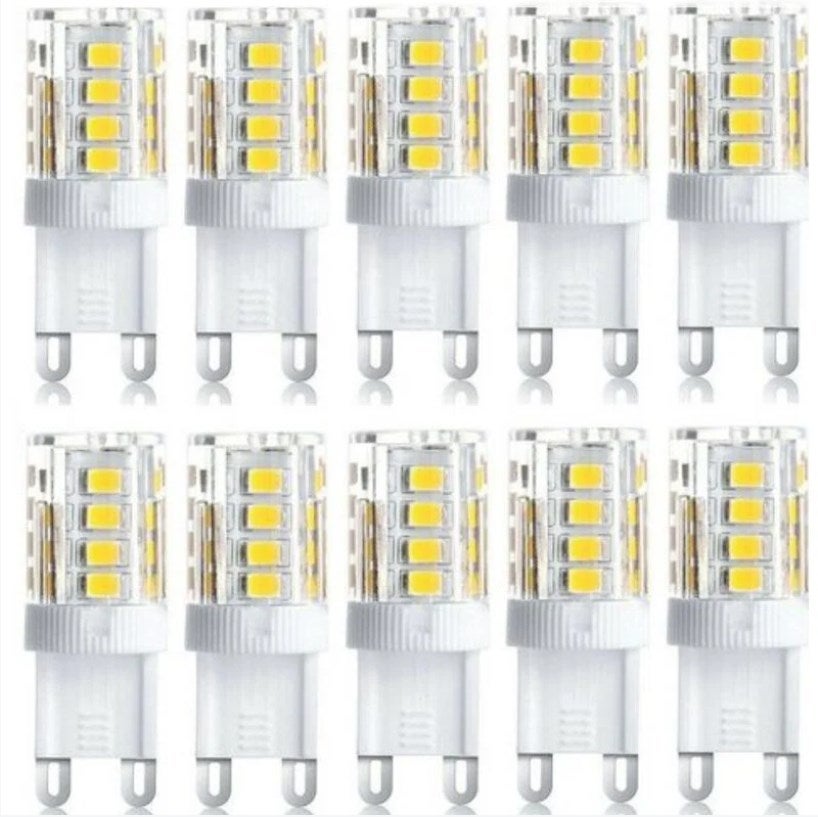 Zestaw 10 reflektorów LED, żarówka LED G9, 5 W, barwa ciepła/zimna biała, zamienna żarówka halogenowa, AC 230 V, bez możliwości ściemniania