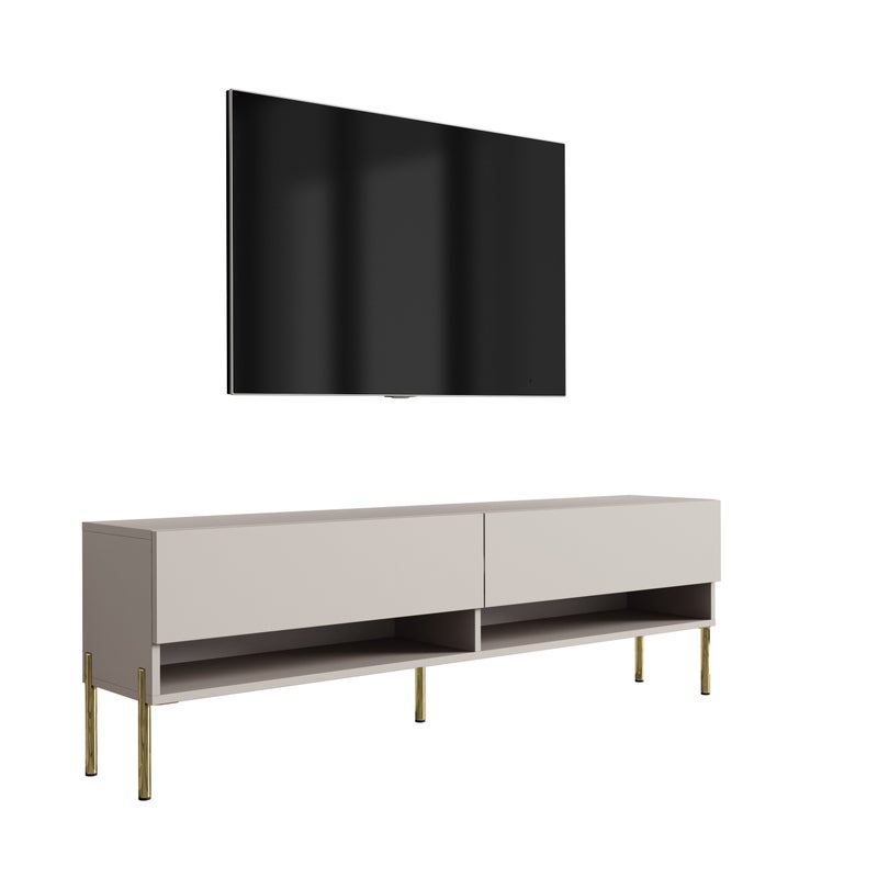Szafka pod telewizor 170 cm Kaszmir, nóżki proste złote, 170 × 32 × 52 cm