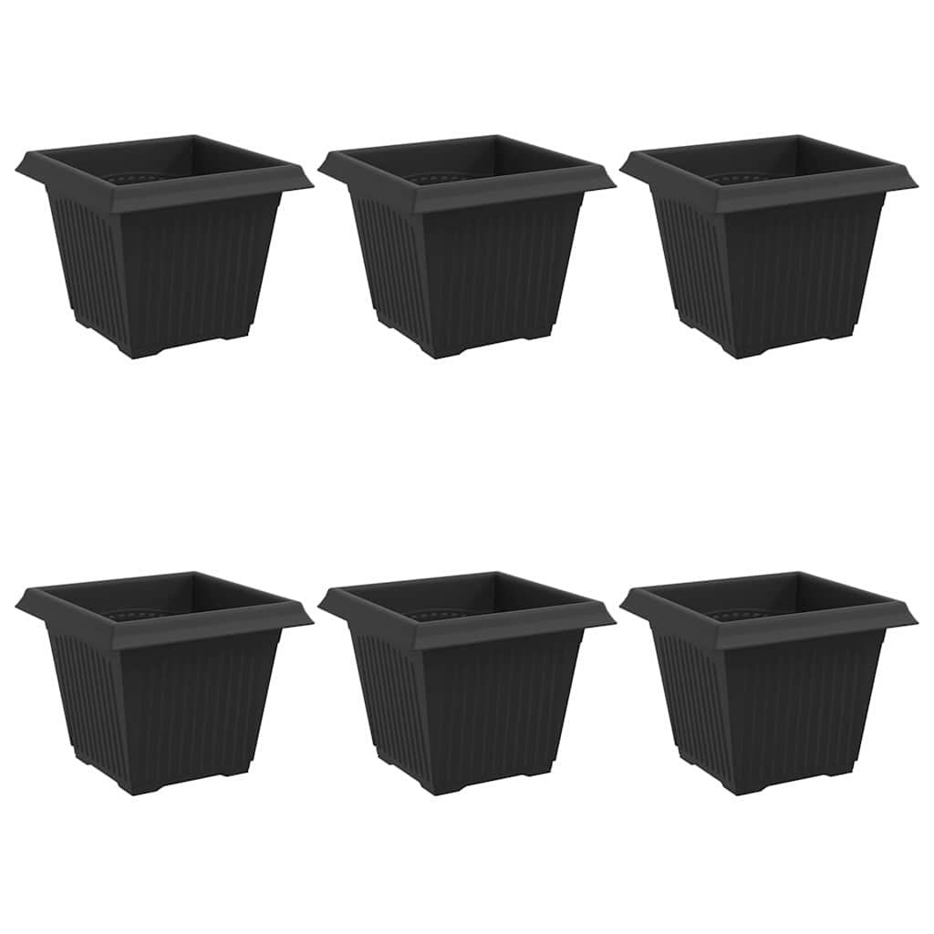 Kwadratowa doniczka na kwiaty 6 pcs Czarny 20 x 20 x 16 cm