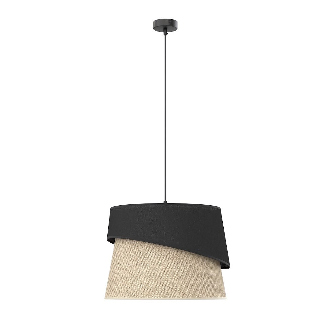 Lampa wisząca japandi beżowo-czarna rattanowa asymetryczna 1xE27 15W CANVA Emibig