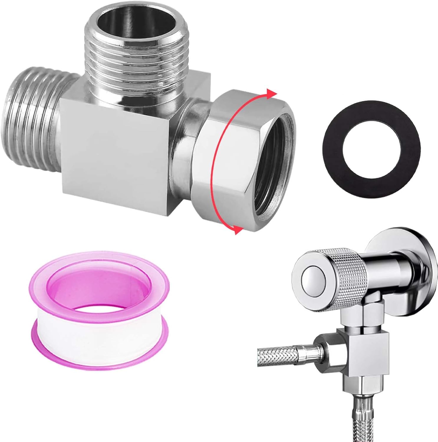 1/2" zawór toaletowy 3-drożny, 3-drożny zawór przełączający, 3-drożny zawór przełączający prysznica, 1/2" mosiężny trójnik z gwintem, złączk