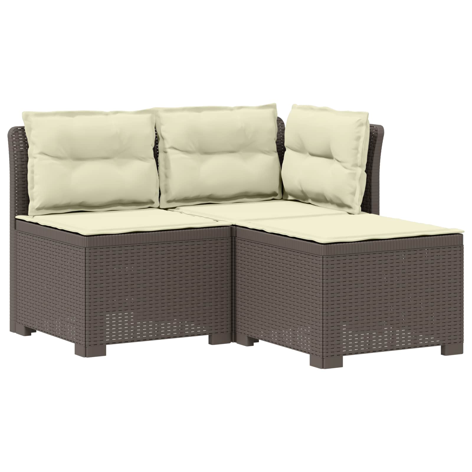 Sofa Ogrodowa Modułowa 3-Osobowa Plastikowa Szara z Poduszkami na Taras