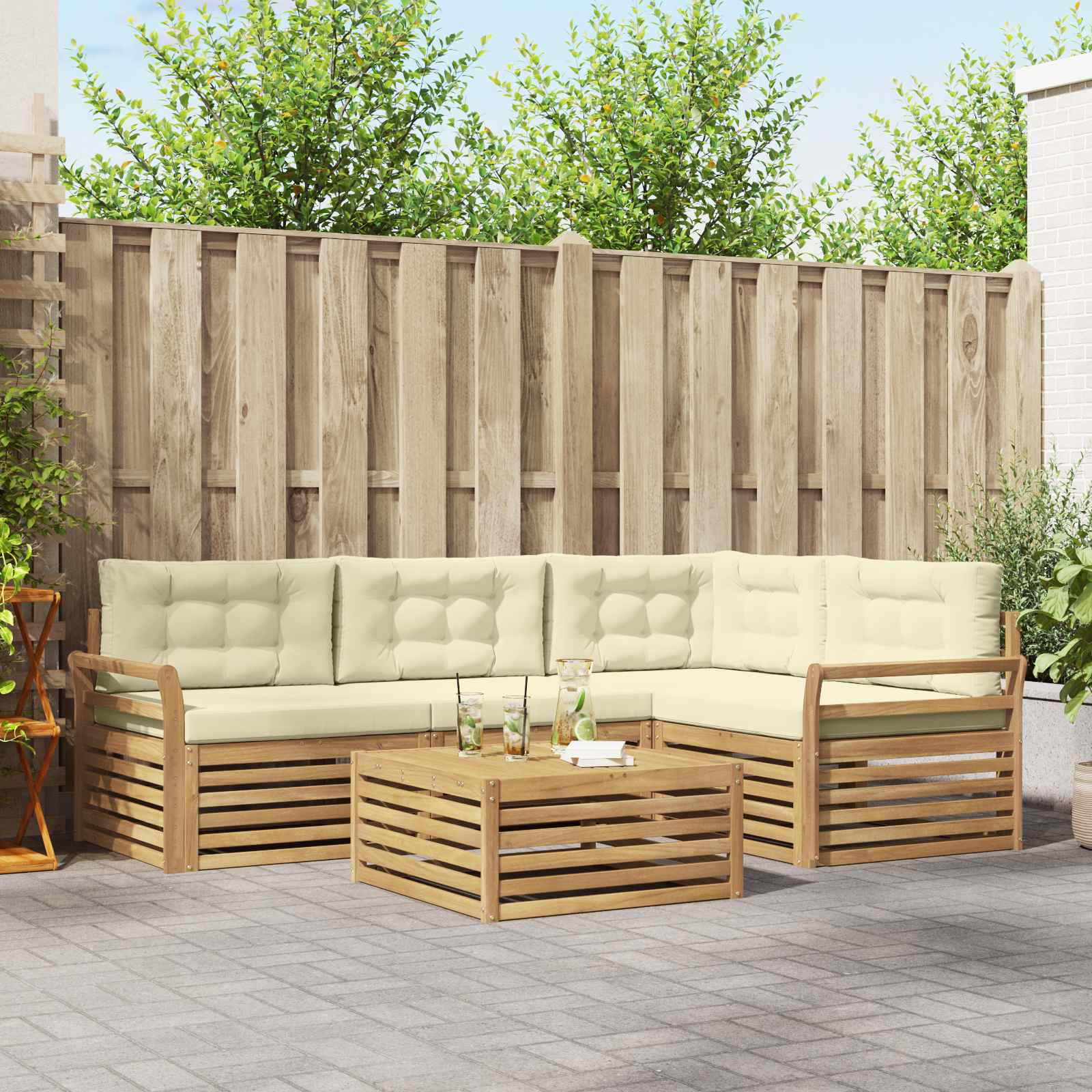Zestaw sof na zewnątrz 5 pcs Biały i kremowy 79 x 79 x 37 cm vidaXL