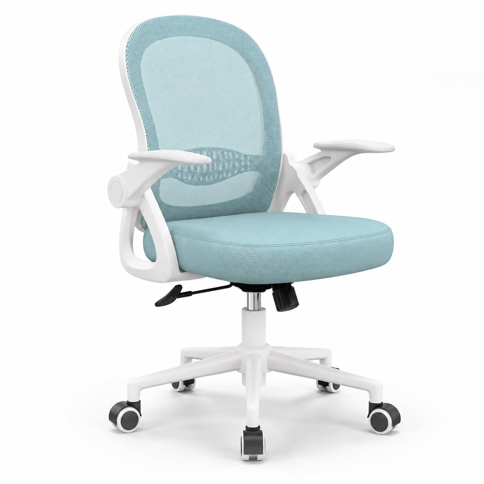 Ergonomiczny Fotel Biurowy Obrotowy - Krzesło Mikrosiatka z Odchylanymi Podłokietnikami