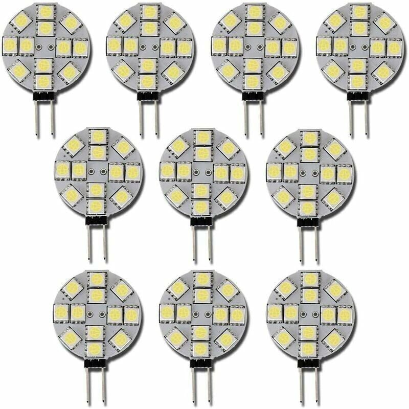 10x Żarówka LED G4 DC 12V Niestrumieniowa Biała 6000K Zamienna Żarówka do Lamp Halogenowych 20W do Kuchni Kampera RV Przyczepy Kempingowej Łodzi