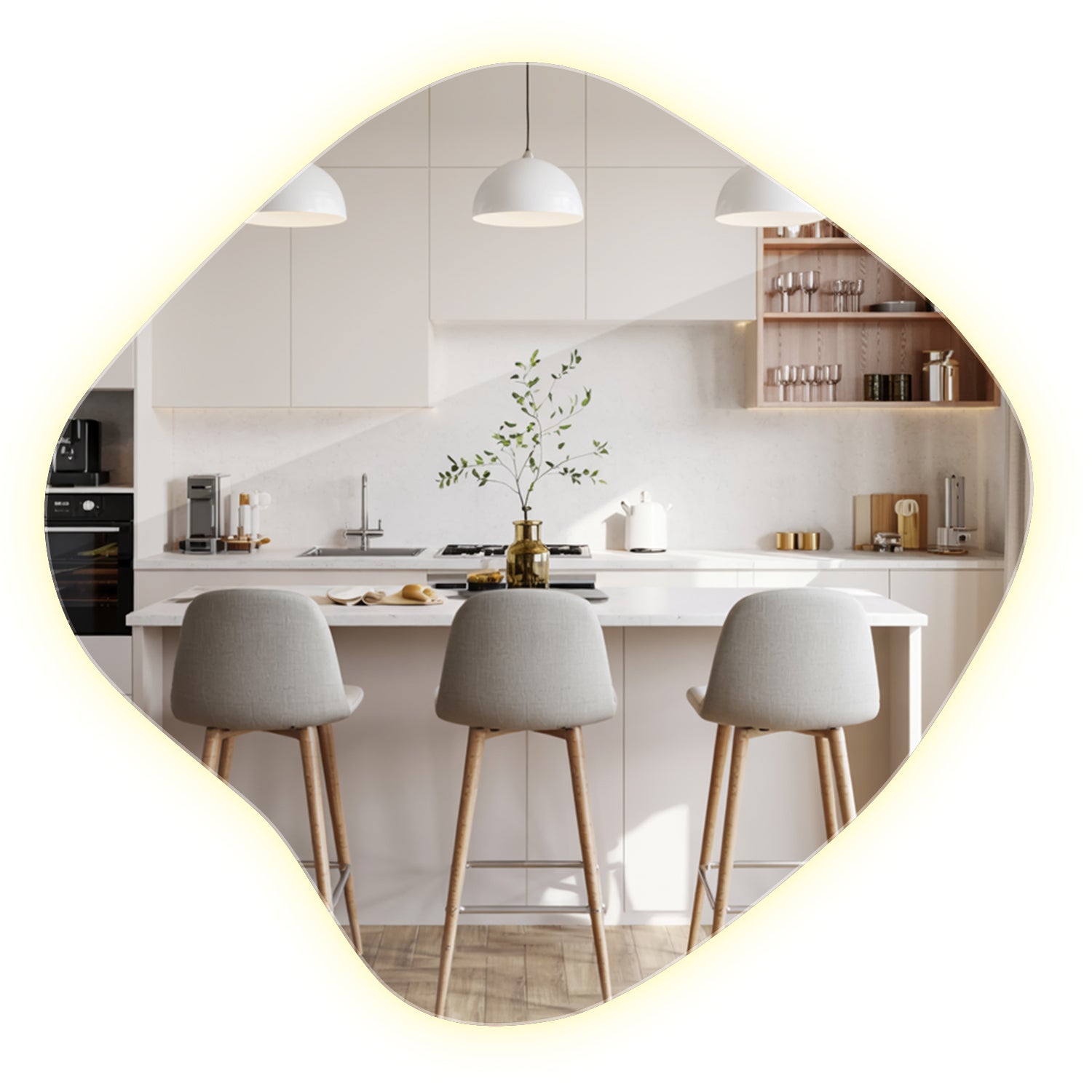 Duże lustro łazienkowe z neutralnym światłem LED i minimalistycznym stylem 77x76,6 cm ArtPrintCave
