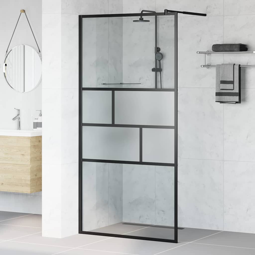 Ściana prysznicowa typu walk-in Czarny 100 x 195 x 0,5 cm vidaXL