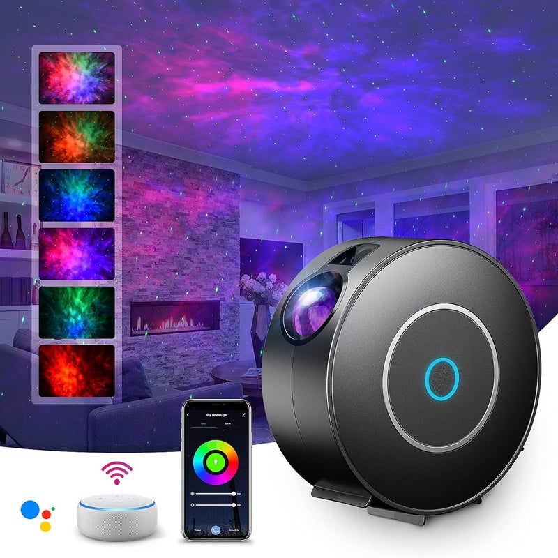 Projektor LED WiFi z gwiaździstym niebem, inteligentny projektor gwiaździstego nieba, lampka nocna galaktyka, ściemnianie/sterowanie głosowe/połączeni