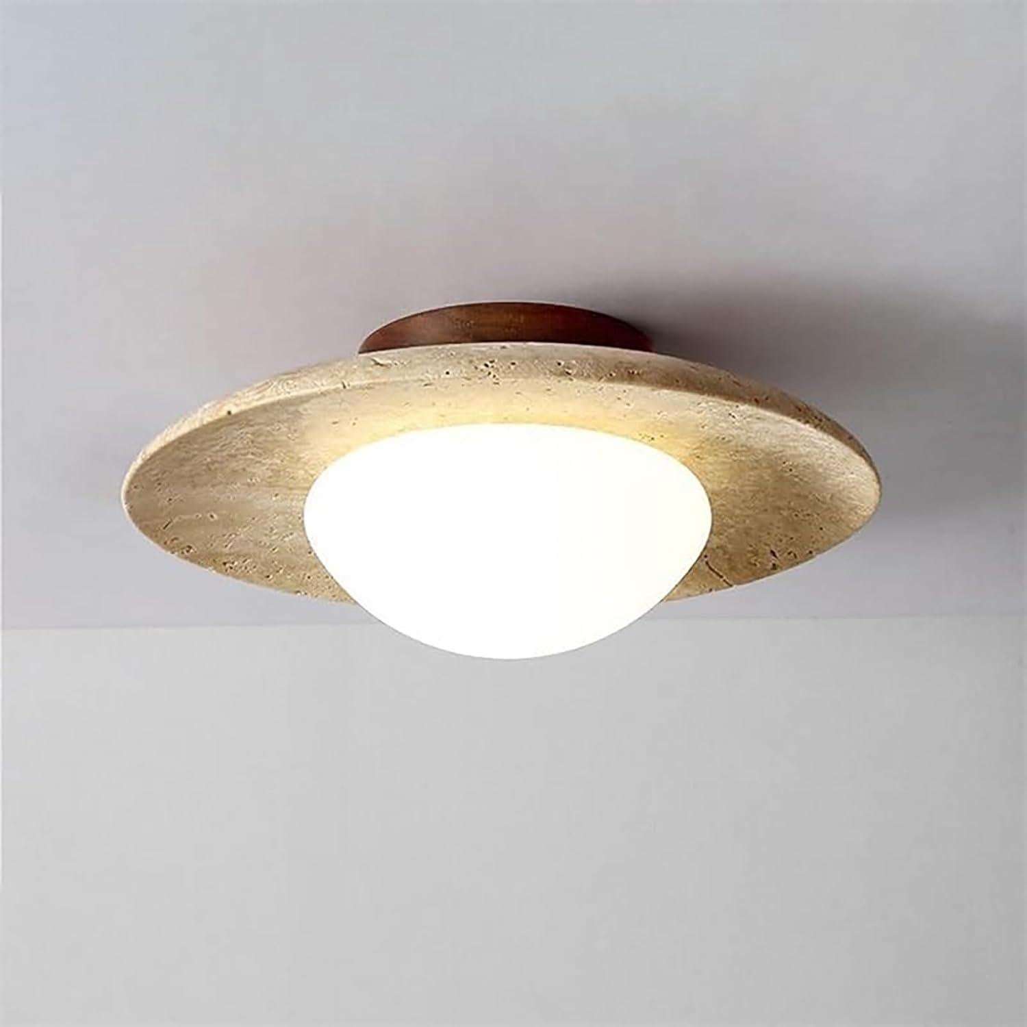 Naturalna żółta lampa sufitowa z trawertynu, żyrandol w stylu nordyckim, gniazdo E27, kreatywny abażur, lampa sufitowa w stylu vintage, lampa sufitowa
