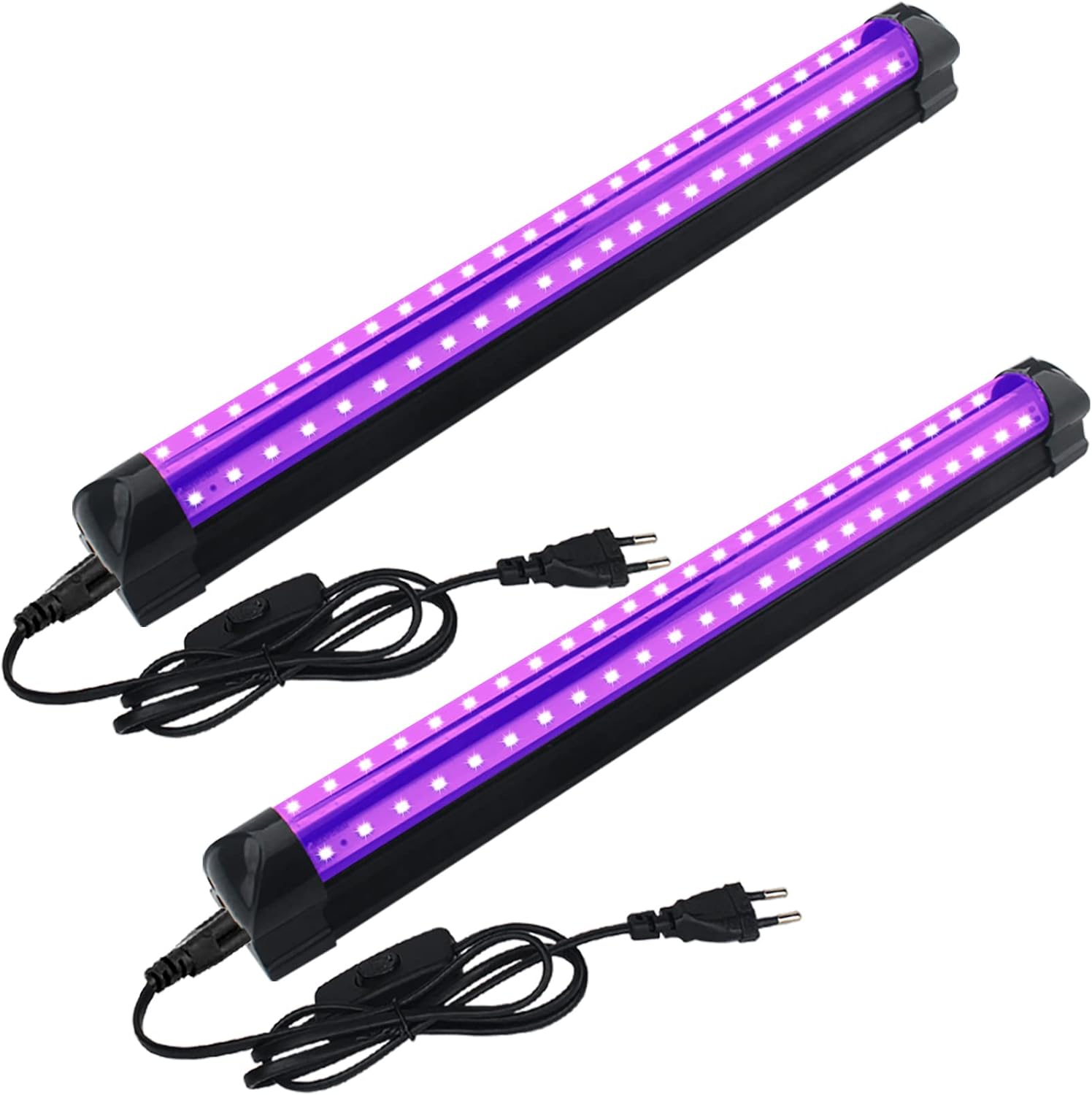 Tuba LED o mocy 10 W z czarnym światłem – zestaw 2 sztuk, 48 diod LED, idealna na imprezy DJ-skie, imprezy świąteczne i do malowania farbami fluoresce