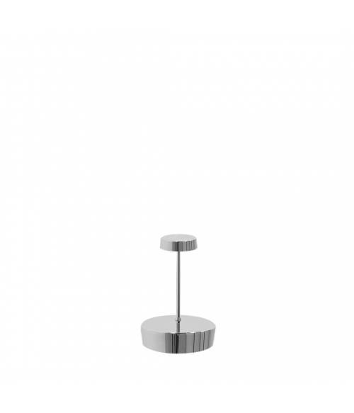Lampa stołowa Swap mini pro LED, polerowany chrom, akumulatorowa i ściemnialna