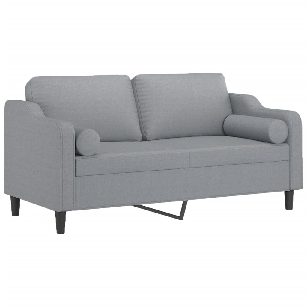 2-osobowa sofa z poduszkami, jasnoszara, 140 cm, tkanina