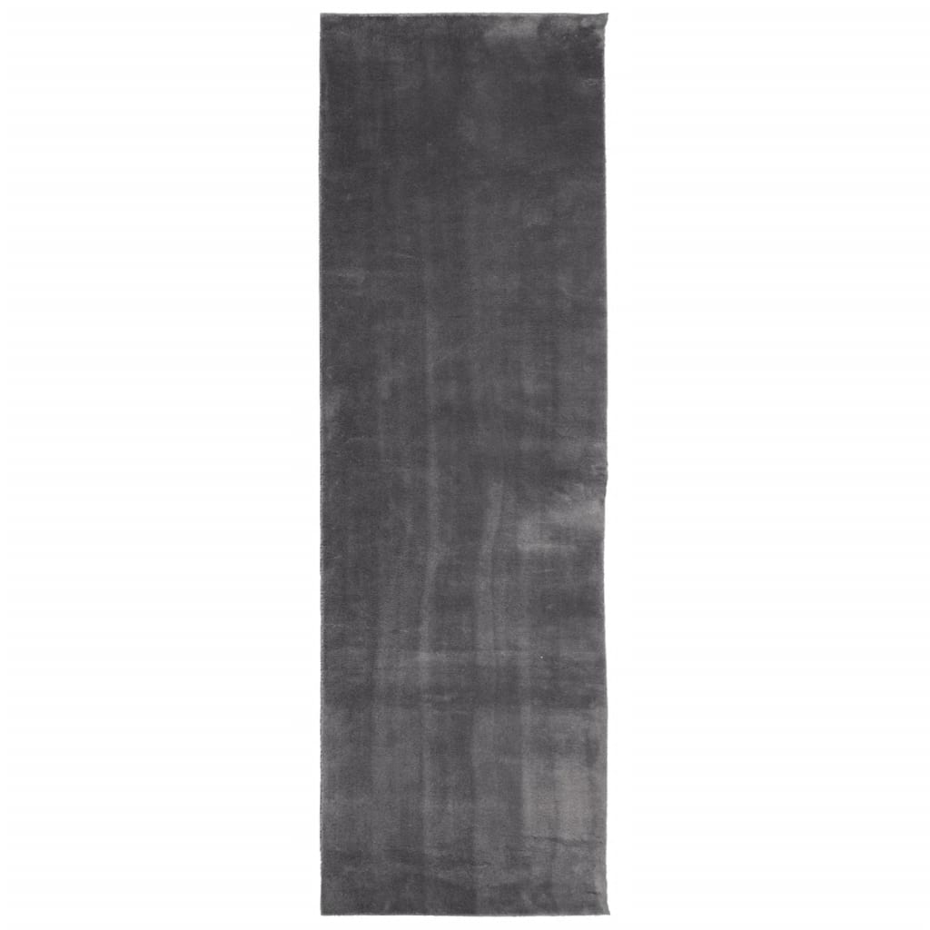 Dywan z Krótkim Włosiem 80x250 cm Antracytowy do Salonu Antypoślizgowy