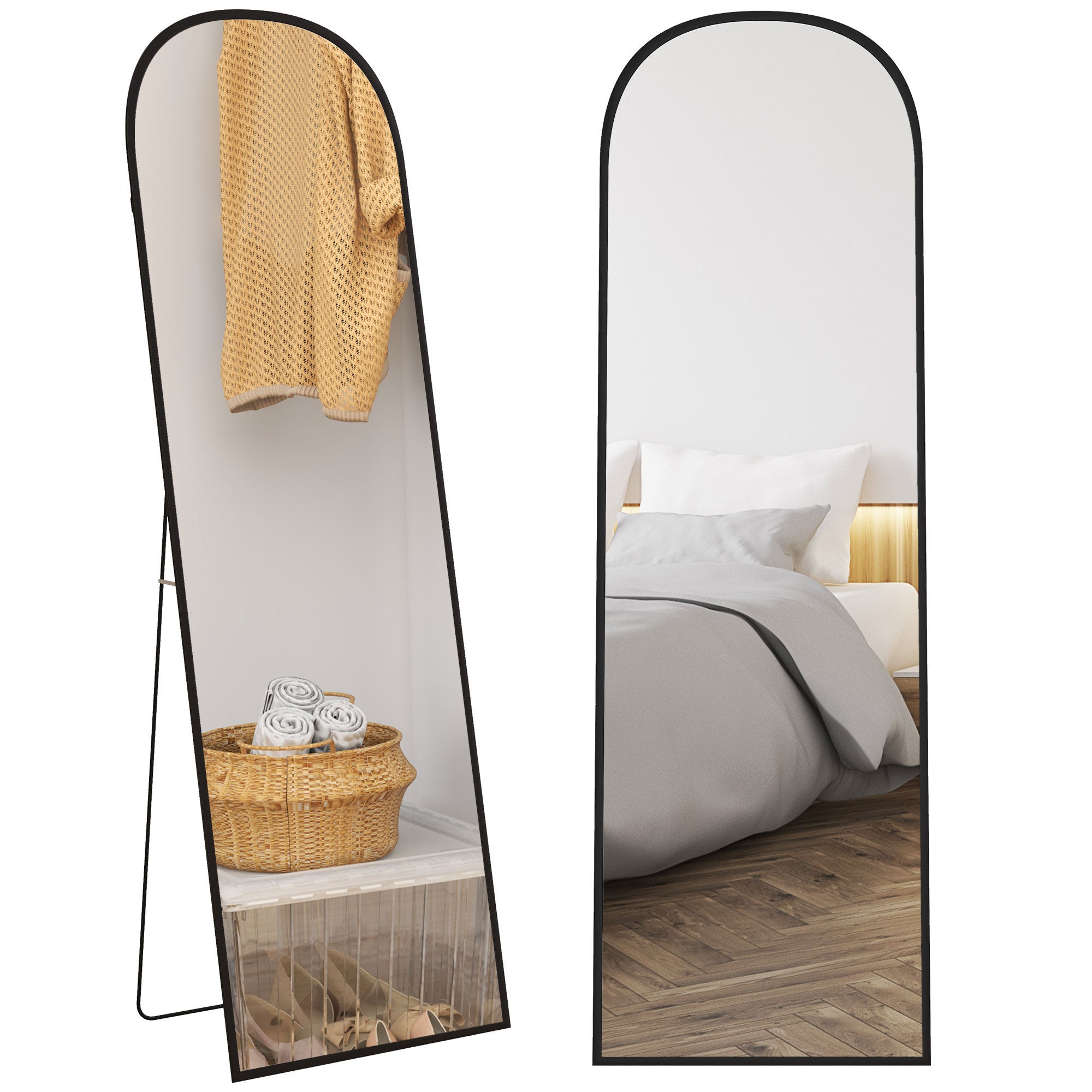 Lustro stojące z aluminiową ramą 50 × 161.5 cm – czarny