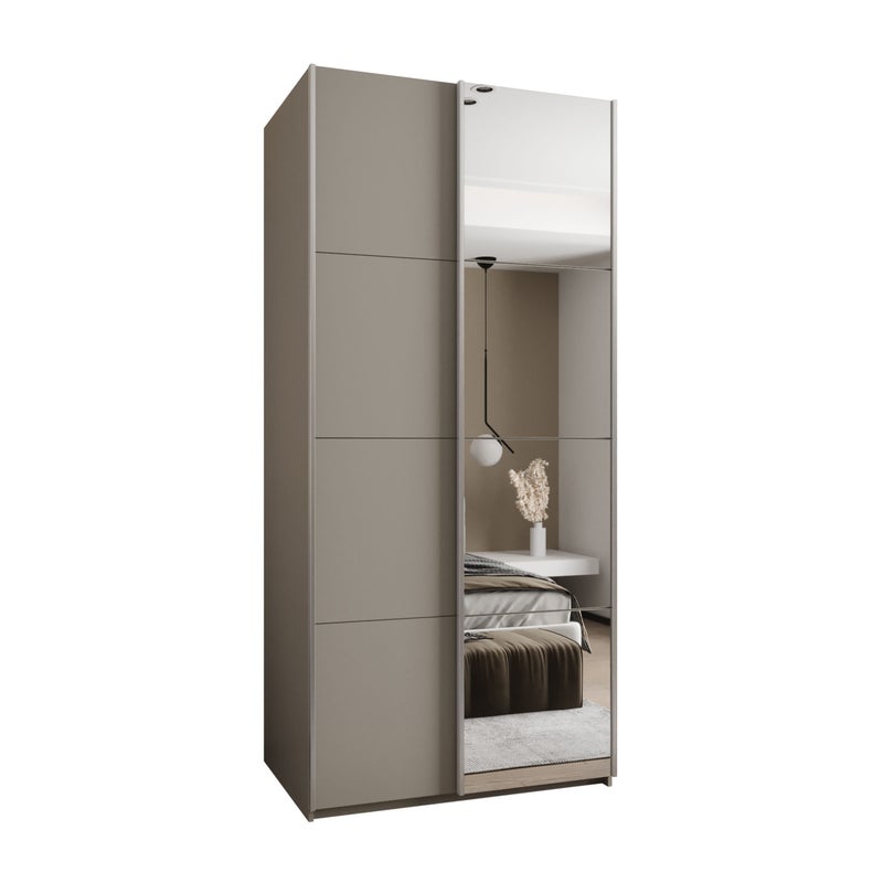 Szafa przesuwna wysoka Lux 3 110 x 64 x 245,5 cm kaszmir + kaszmir + u. srebrny - Abiks Meble
