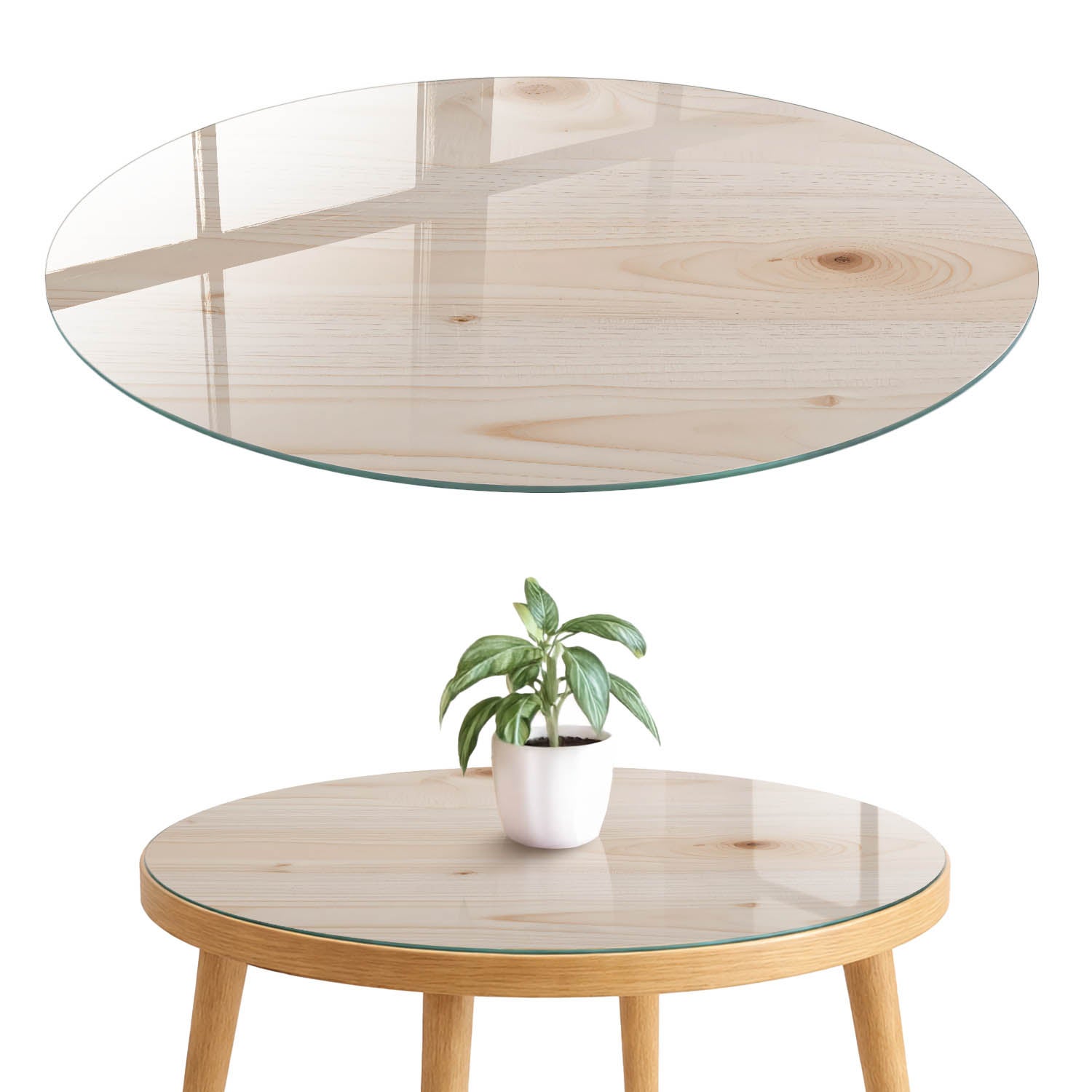 Blat szklany z grafiką i nadrukiem 4 mm - ochrona, dekoracja i metamorfoza mebli fi70 cm Struktura drewna