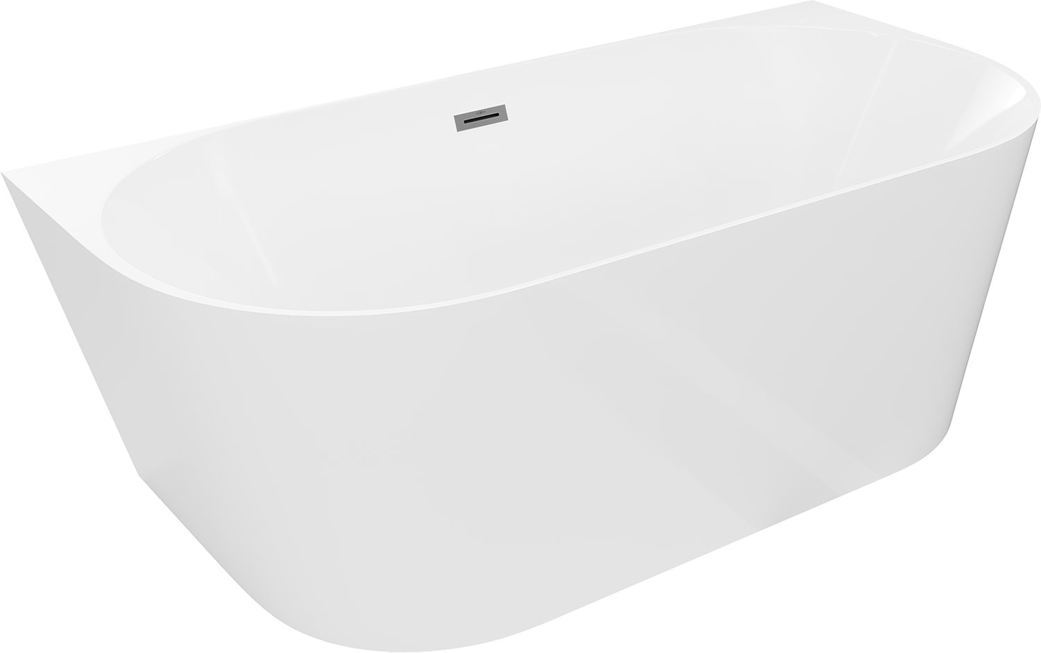 Mexen Oval Slim wanna wolnostojąca przyścienna 170 x 80 cm, biała, przelew gun metal - 52661708000-95