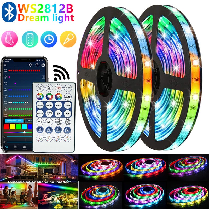 Taśma LED WS2812B 5V RGB USB o długości 2 m z Bluetooth i efektem przewijania.