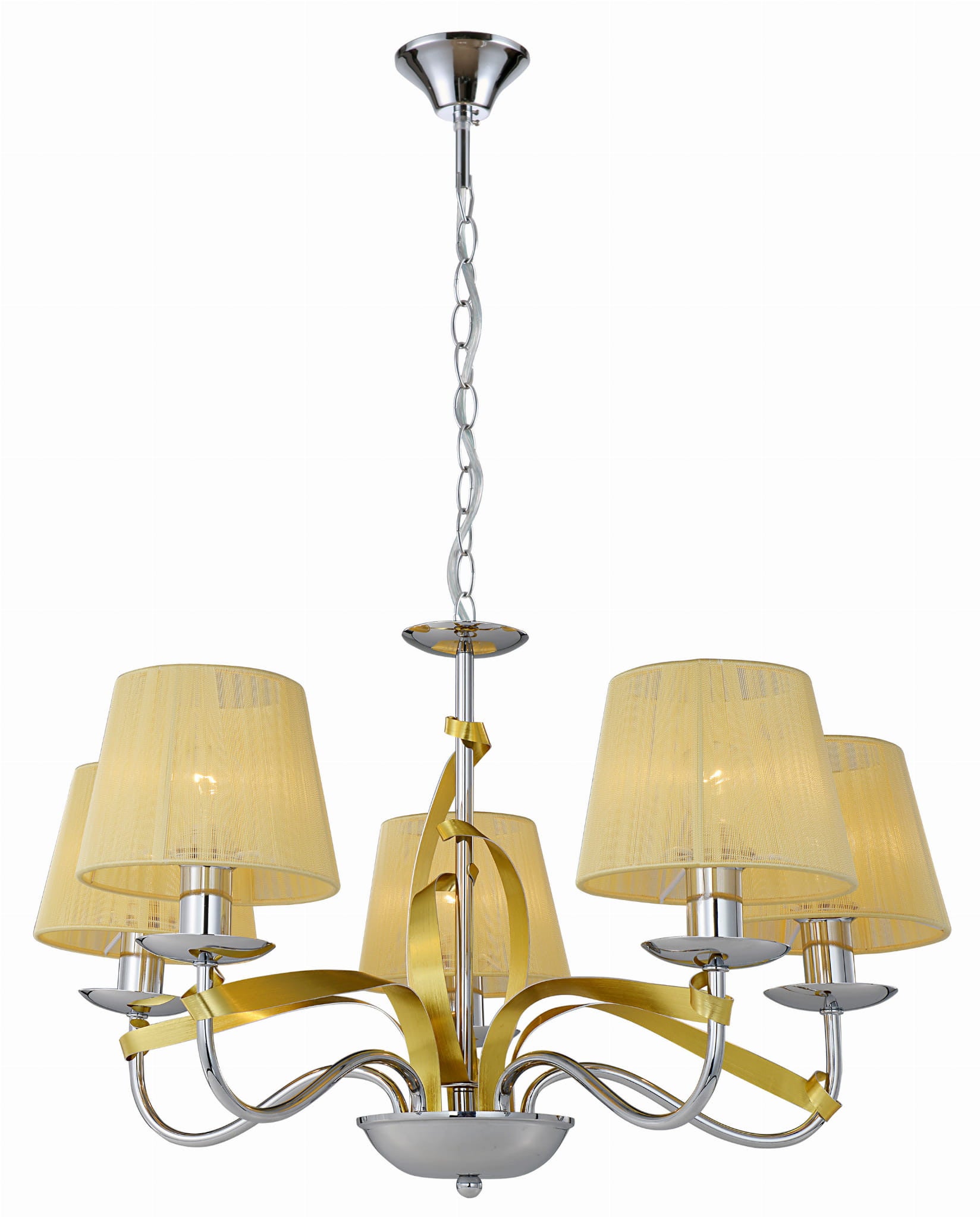 Lampa wisząca Diva chromowana-złota-żółta 5xE14x40W wym: 100 x 60 x 60 cm metal Candellux