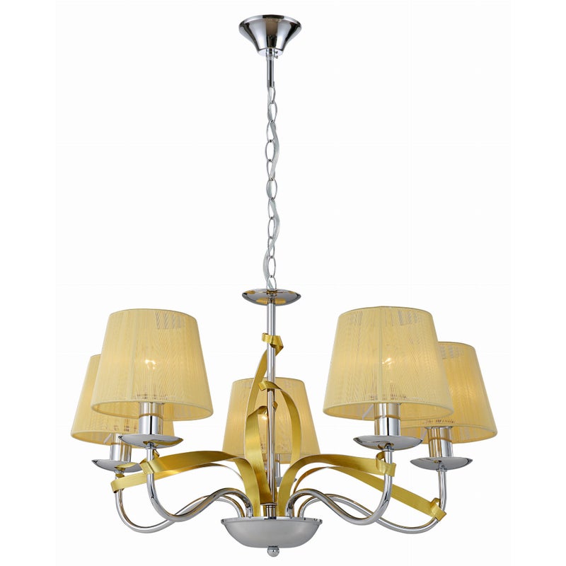 Lampa wisząca Diva chromowana-złota-żółta 5xE14x40W wym: 100 x 60 x 60 cm metal Candellux
