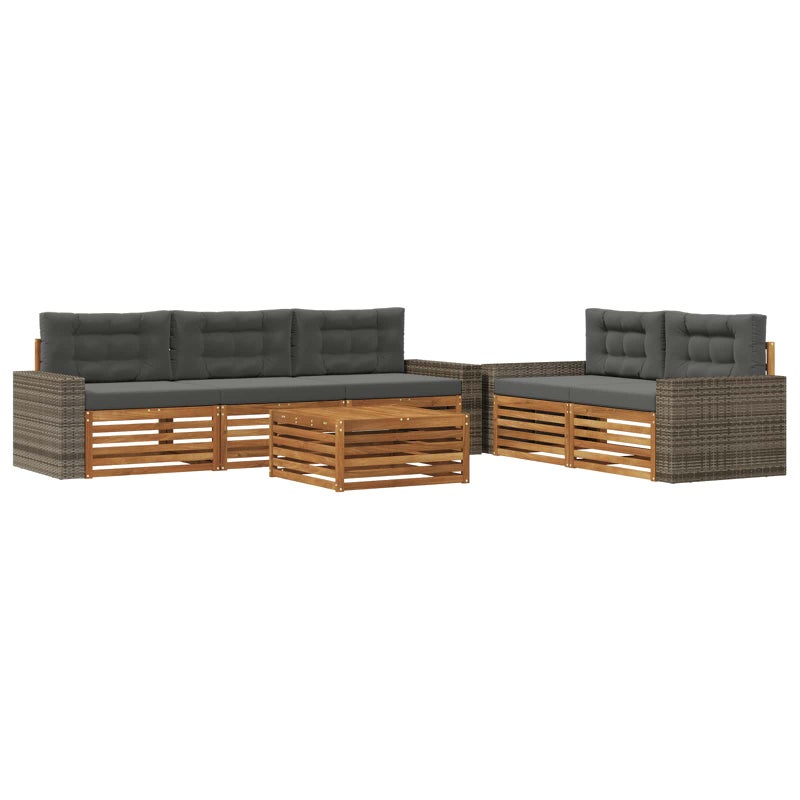 Zestaw sof na zewnątrz 6 pcs Naturalny i Antracytowy