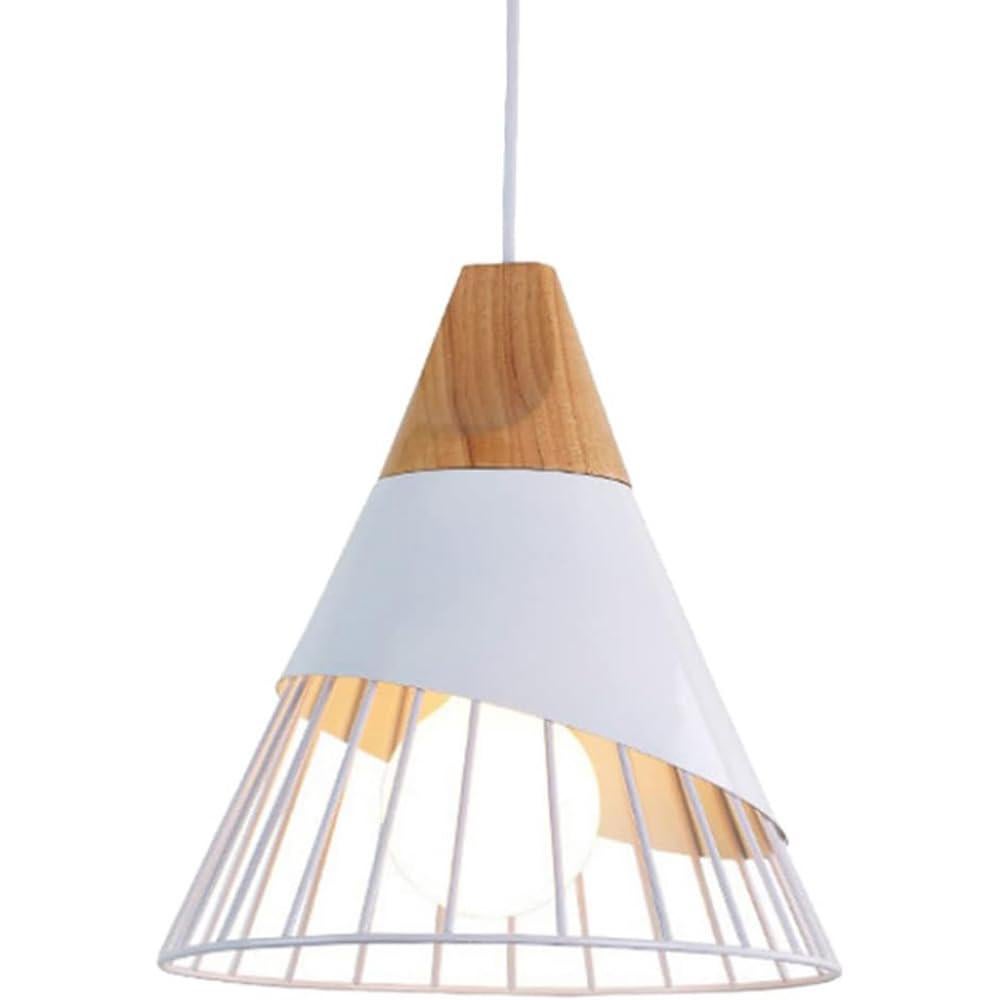 Lampa wisząca z metalu w stylu vintage E27 – lampa wisząca w stylu industrialnym do salonu, kuchni, biura – nowoczesna i praktyczna (biała)