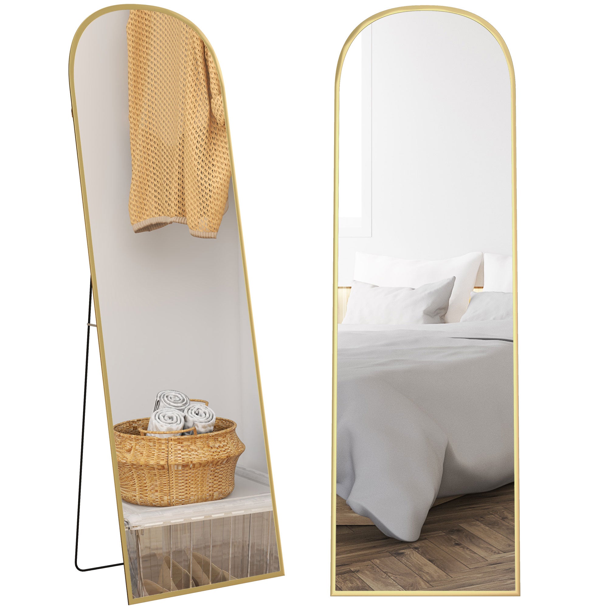 Full-length standing lustro, duży lustro, nowoczesny design, 50 cm x 1.5 cm x 161.5 cm, Gold