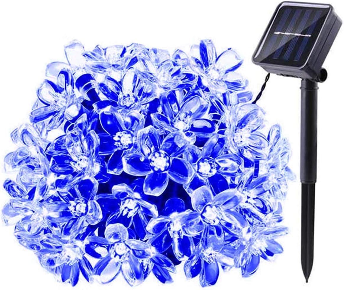 Girlandy z żarówkami solarnymi kształcie kwiatów wodoszczelne Brzoskwiniowe Kwiaty Sakura Solarne Lampki Dekoracyjne Ogrodu Domów Weselnych Niebieski