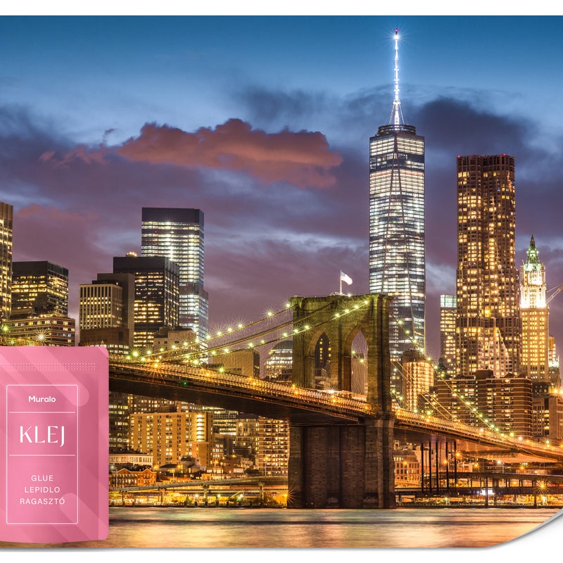 FOTOTAPETA DO BIURA NOCNA PARNORAMA NOWY JORK BROOKLYN BRIDGE 3D 150x105