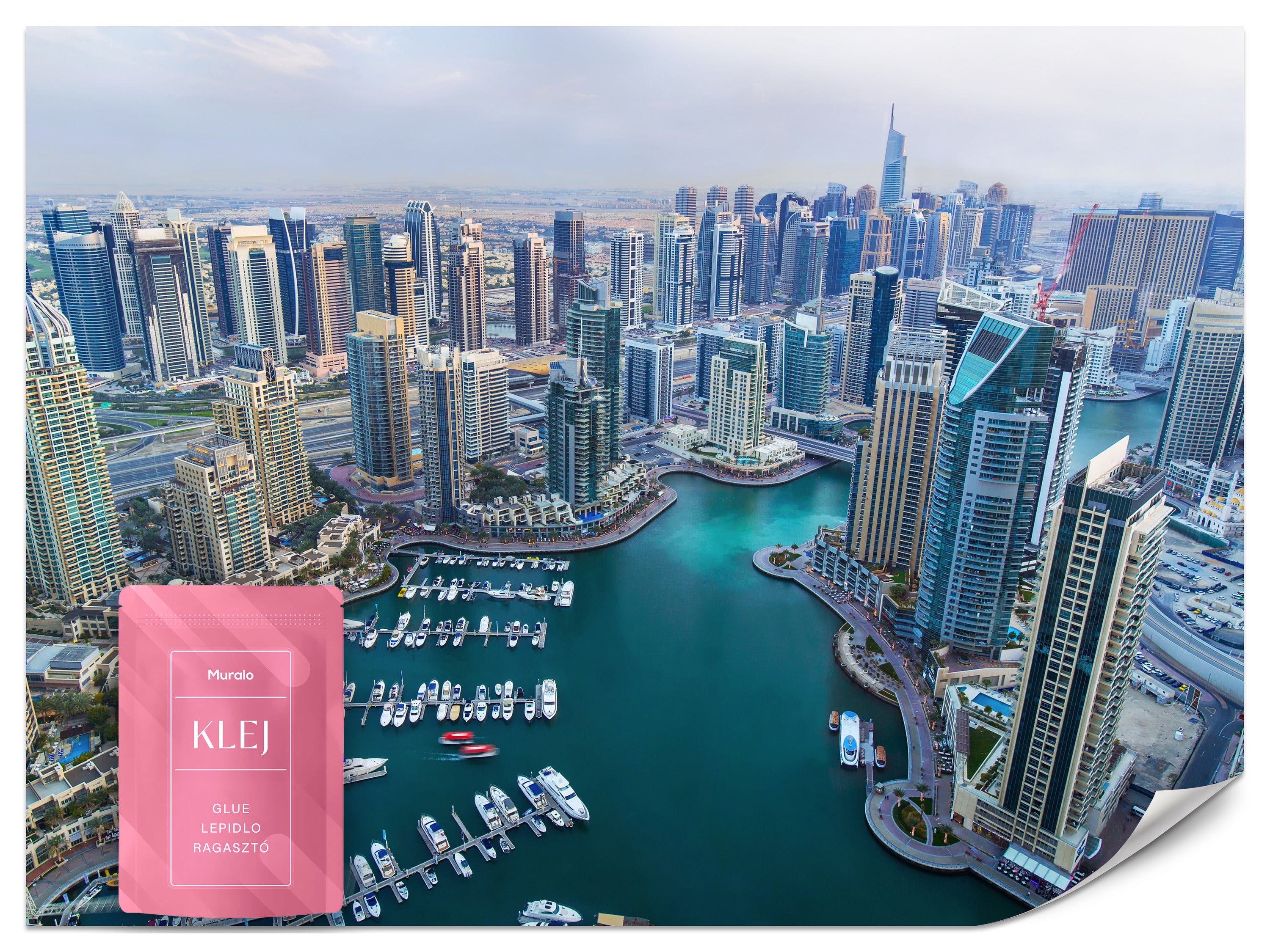 FOTOTAPETA DO BIURA MIASTO DUBAJ Z LOTU PTAKA PANORAMA EFEKT 3D 350x256