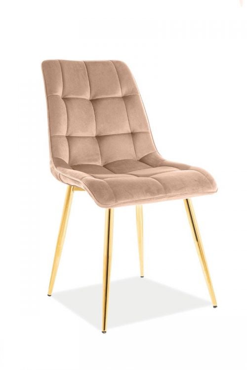 Krzesło tapicerowane CHIC VELVET GOLD beżowe