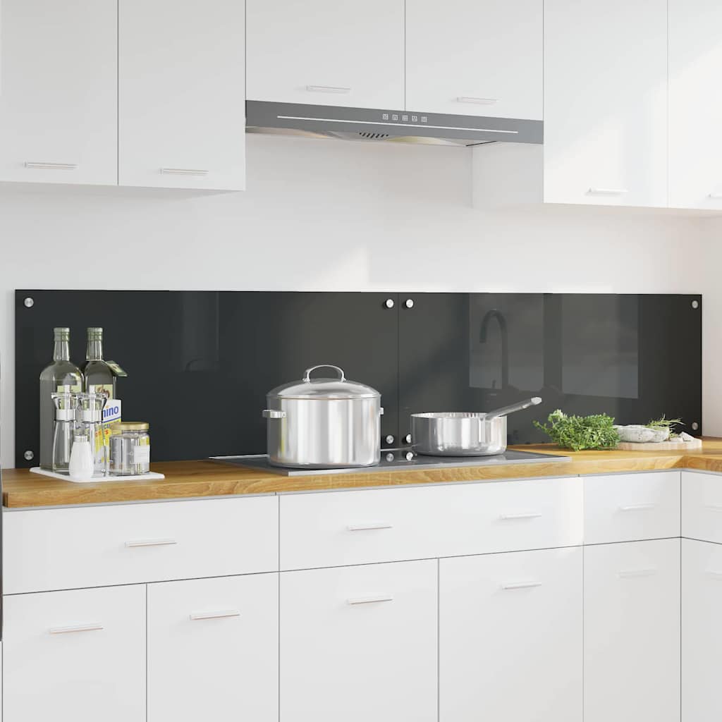 Panel kuchenny 2 pcs Ciemnoszary 100 x 40 cm szkło hartowane vidaXL