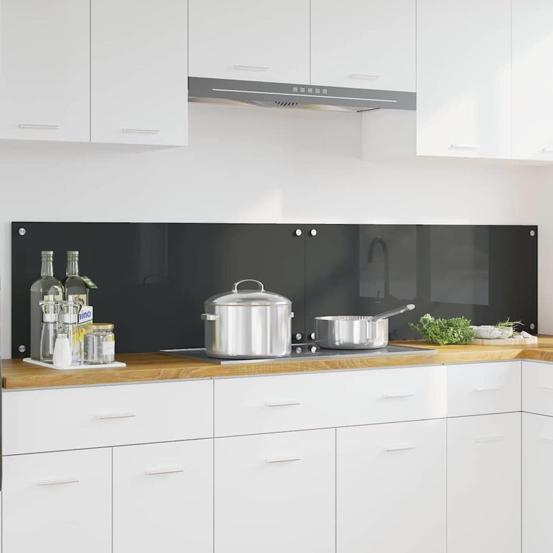 Panel kuchenny 2 pcs Ciemnoszary 100 x 40 cm szkło hartowane vidaXL