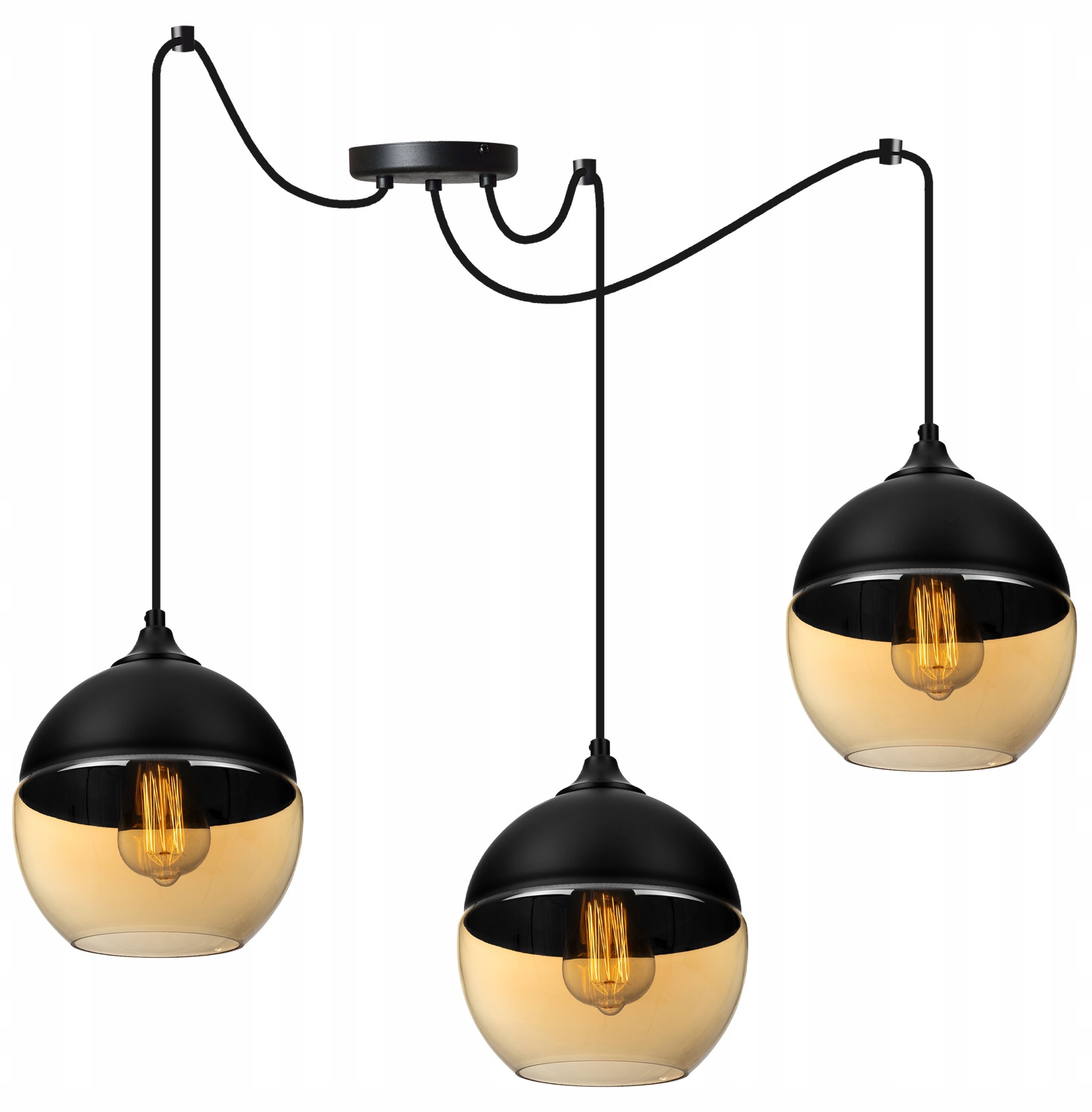 Lampa sufitowa wisząca Light Home LH Oslo Spider 3x E27 60W kule czarny/złoty