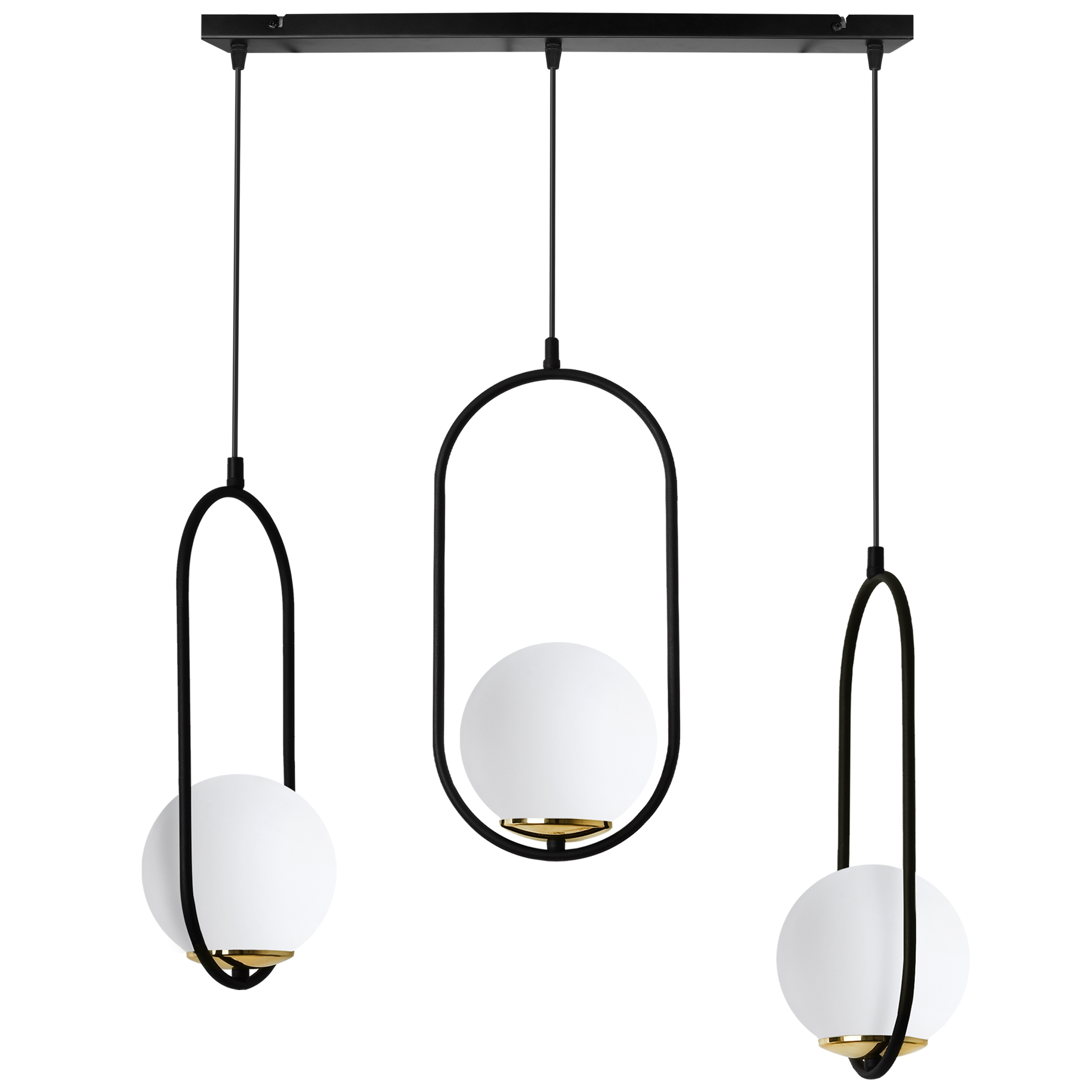 Lampa sufitowa wisząca Light Home LH Luna 3x E14 biały/czarny/złoty