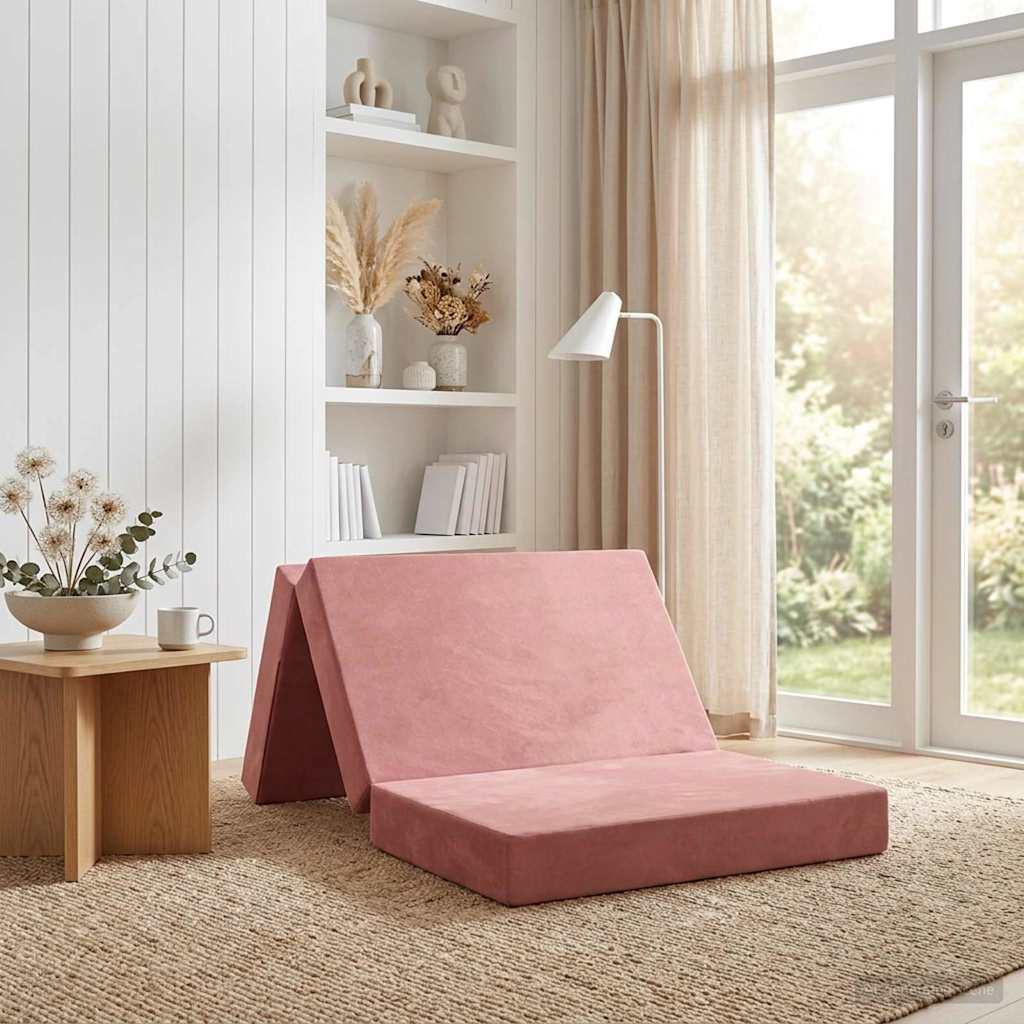 Składana Sofa Łóżko 90 x 67 x 45 cm różowy vidaXL
