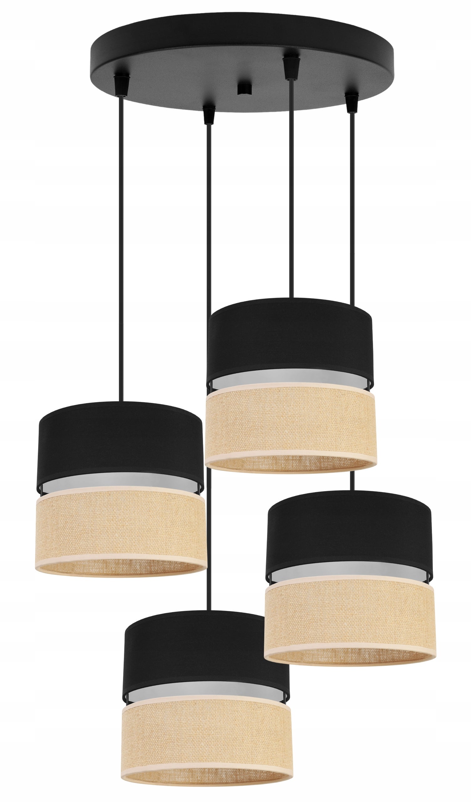 Lampa sufitowa wisząca okrągła Light Home LH Juta 4x E27 60W abażur 20cm tkanina czarny