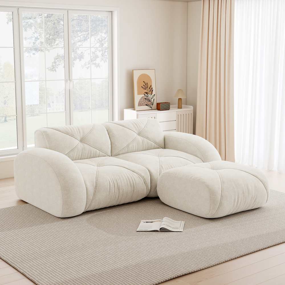 Modułowa sofa 2-osobowa, miękka szenila 32D, bezramowa z haczykiem, konstrukcja antypoślizgowa, nowoczesny komfort salonu