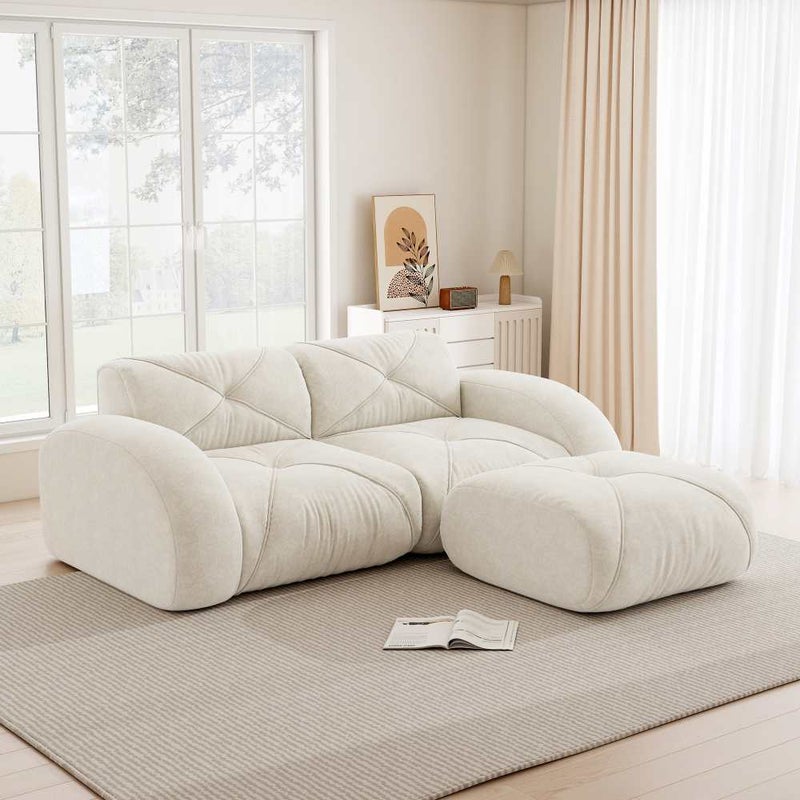Modułowa sofa 2-osobowa, miękka szenila 32D, bezramowa z haczykiem, konstrukcja antypoślizgowa, nowoczesny komfort salonu