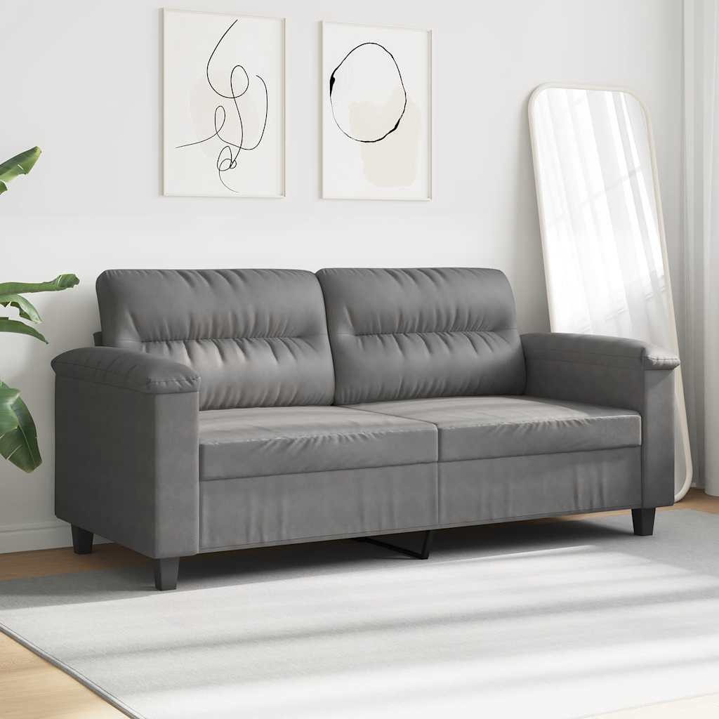 Sofa 2-osobowa, ciemnoszary, 140 cm, tapicerowana mikrofibrą